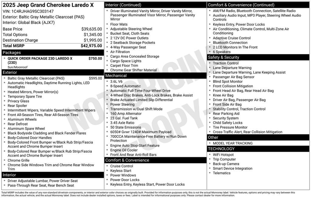 jeep grand cherokee 2025 1C4RJHAG9SC303147 image jeep grand cherokee 2025 1C4RJHAG9SC303147 image